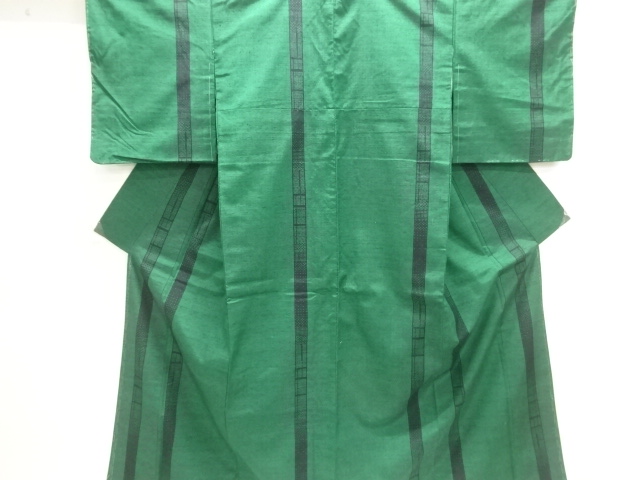 JAPANESE KIMONO / UNUSED STRIPED PATTERN WOVEN HONMATSUN YUKI TSUMUGI 